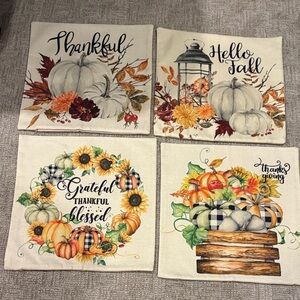 Festive Fall and Thanksgiving Pumpkin Pillow Covers Set